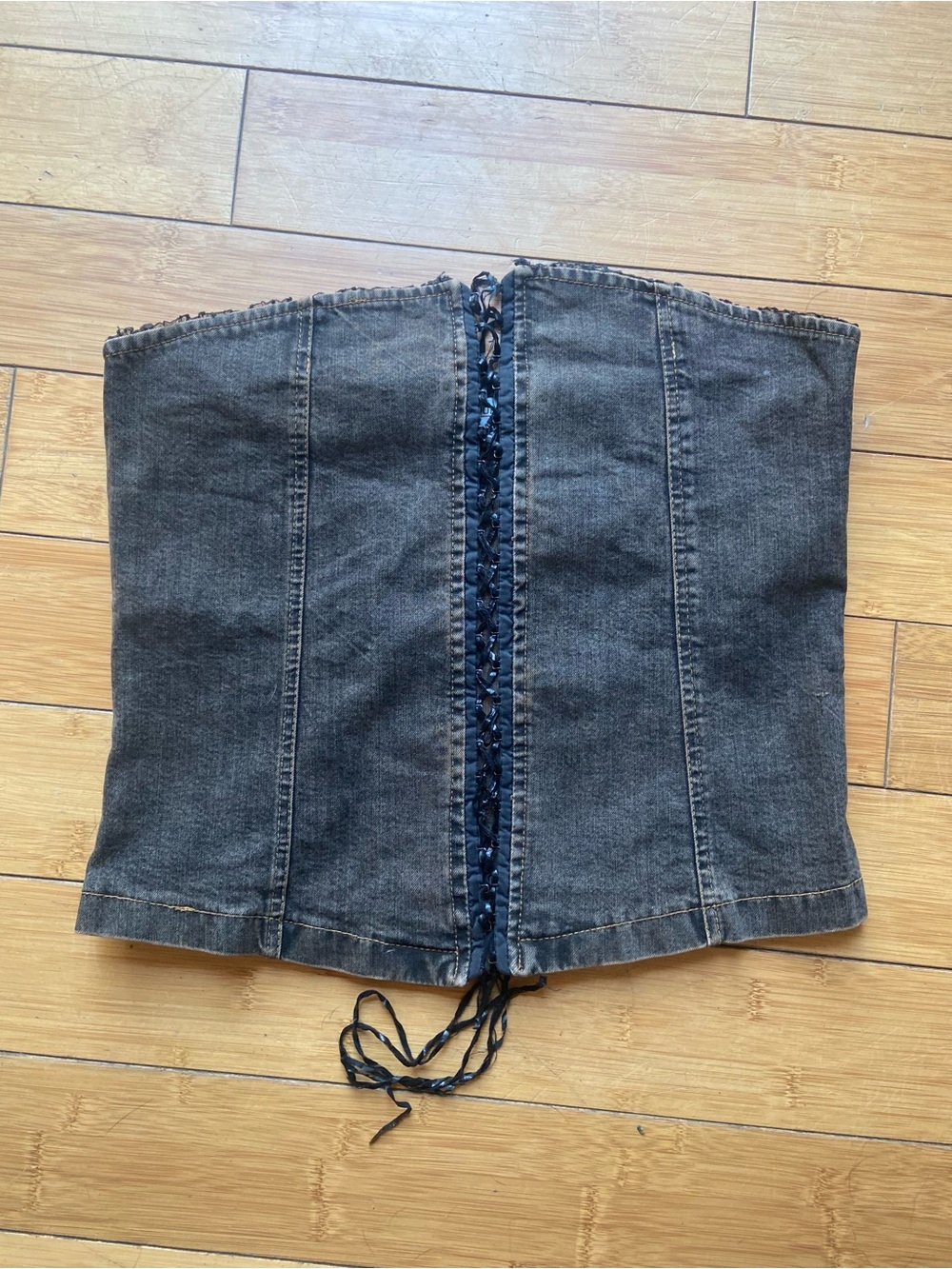 Mondadori Denim Lace-Up Corset Top